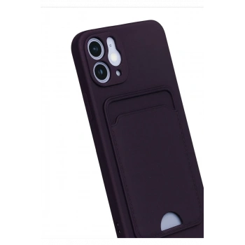 iPhone 12 Kılıf Kelvin Kartvizitli Silikon - Derin Mor