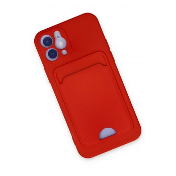 iPhone 12 Kılıf Kelvin Kartvizitli Silikon - Kırmızı