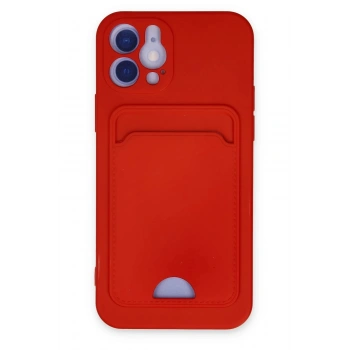 iPhone 12 Kılıf Kelvin Kartvizitli Silikon - Kırmızı