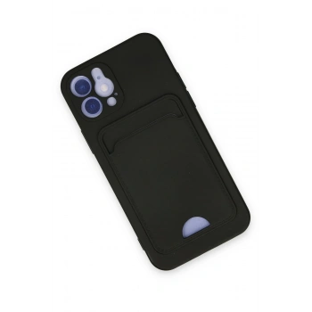 iPhone 12 Kılıf Kelvin Kartvizitli Silikon - Siyah