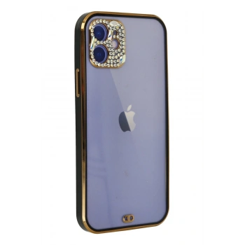 iPhone 12 Kılıf Liva Taşlı Silikon - Siyah