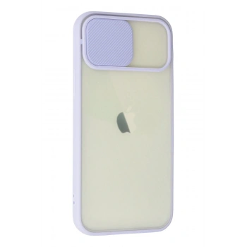 iPhone 12 Kılıf Palm Buzlu Kamera Sürgülü Silikon - Lila