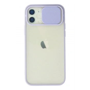 iPhone 12 Kılıf Palm Buzlu Kamera Sürgülü Silikon - Lila