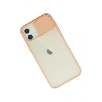 iPhone 12 Kılıf Palm Buzlu Kamera Sürgülü Silikon - Pembe
