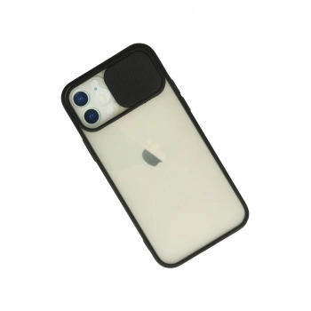 iPhone 12 Kılıf Palm Buzlu Kamera Sürgülü Silikon - Siyah