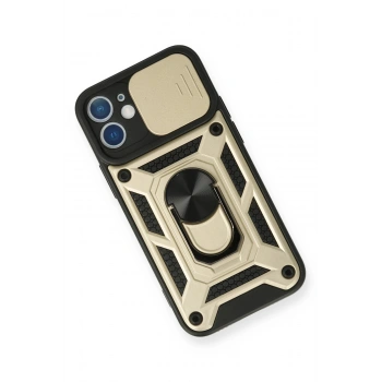 iPhone 12 Kılıf Pars Lens Yüzüklü Silikon - Gold