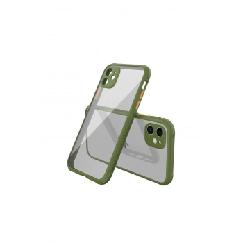 iPhone 12 Mini Kılıf Miami Şeffaf Silikon - Koyu Yeşil