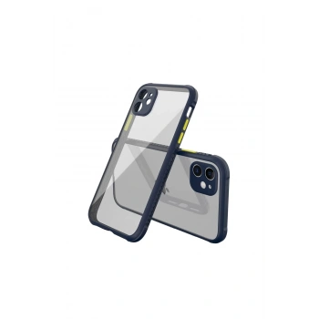 iPhone 12 Mini Kılıf Miami Şeffaf Silikon - Lacivert