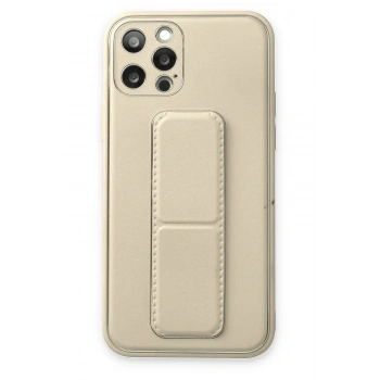 iPhone 12 Pro Kılıf Coco Deri Standlı Kapak - Beyaz