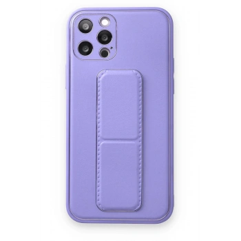 iPhone 12 Pro Kılıf Coco Deri Standlı Kapak - Koyu Lila