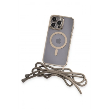 iPhone 12 Pro Kılıf Divo Lazer Askılı Magsafe Kapak - Gold