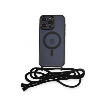iPhone 12 Pro Kılıf Divo Lazer Askılı Magsafe Kapak - Siyah