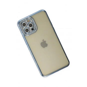 iPhone 12 Pro Kılıf Joke Taşlı Silikon - Mavi