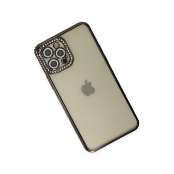 iPhone 12 Pro Kılıf Joke Taşlı Silikon - Siyah