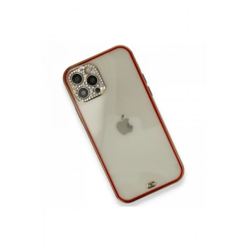 iPhone 12 Pro Kılıf Liva Taşlı Silikon - Kırmızı