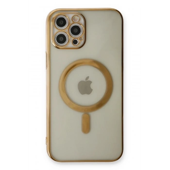 iPhone 12 Pro Kılıf Magneticsafe Lazer Silikon - Gold