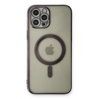 iPhone 12 Pro Kılıf Magneticsafe Lazer Silikon - Siyah