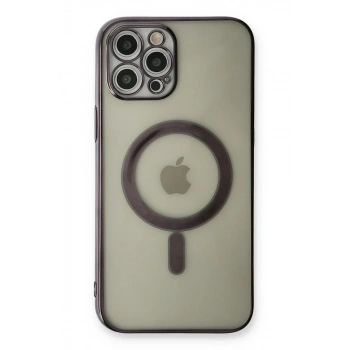 iPhone 12 Pro Kılıf Magneticsafe Lazer Silikon - Siyah