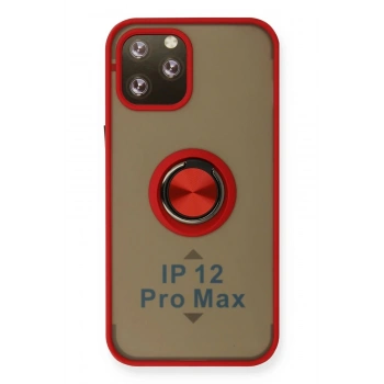 iPhone 12 Pro Kılıf Montreal Yüzüklü Silikon Kapak - Kırmızı