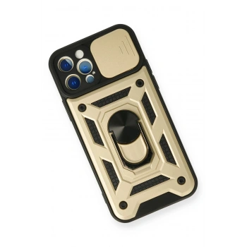 iPhone 12 Pro Kılıf Pars Lens Yüzüklü Silikon - Gold