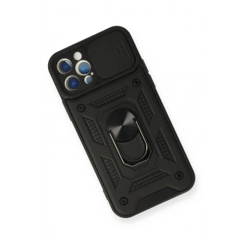 iPhone 12 Pro Kılıf Pars Lens Yüzüklü Silikon - Siyah