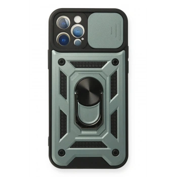 iPhone 12 Pro Kılıf Pars Lens Yüzüklü Silikon - Yeşil