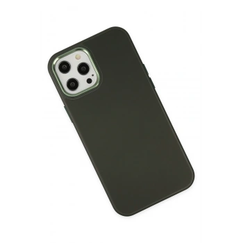 iPhone 12 Pro Max Kılıf Asya Deri Silikon - Koyu Yeşil