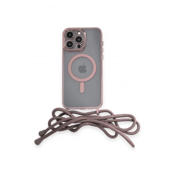 iPhone 12 Pro Max Kılıf Divo Lazer Askılı Magsafe Kapak - Pembe