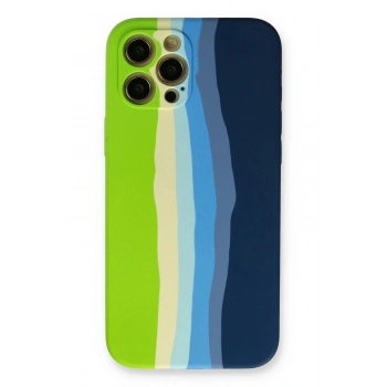 iPhone 12 Pro Max Kılıf Ebruli Lansman Silikon - Yeşil-Koyu Yeşil