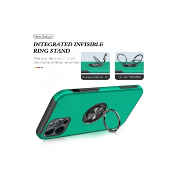iPhone 12 Pro Max Kılıf Elit Yüzüklü Kapak - Yeşil