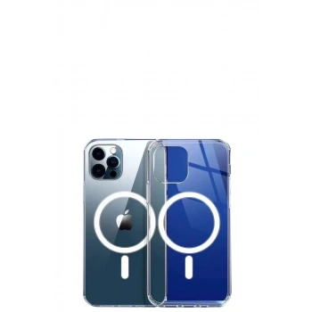 iPhone 12 Pro Max Kılıf Magneticsafe Şeffaf Silikon - Şeffaf