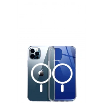 iPhone 12 Pro Max Kılıf Magneticsafe Şeffaf Silikon - Şeffaf