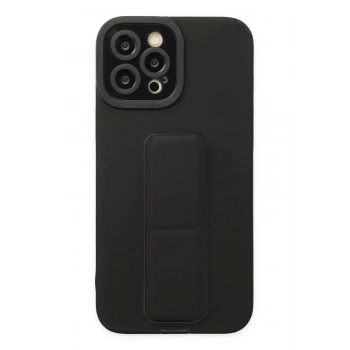 iPhone 12 Pro Max Kılıf Mega Standlı Silikon - Siyah