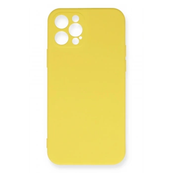iPhone 12 Pro Max Kılıf Nano içi Kadife Silikon - Sarı
