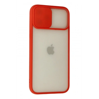 iPhone 12 Pro Max Kılıf Palm Buzlu Kamera Sürgülü Silikon - Kırmızı