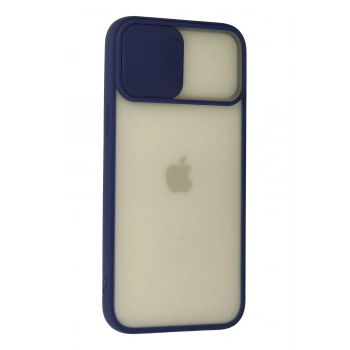 iPhone 12 Pro Max Kılıf Palm Buzlu Kamera Sürgülü Silikon - Lacivert