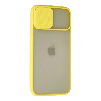 iPhone 12 Pro Max Kılıf Palm Buzlu Kamera Sürgülü Silikon - Sarı