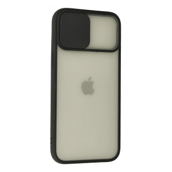 iPhone 12 Pro Max Kılıf Palm Buzlu Kamera Sürgülü Silikon - Siyah