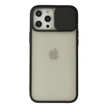 iPhone 12 Pro Max Kılıf Palm Buzlu Kamera Sürgülü Silikon - Siyah