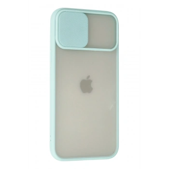 iPhone 12 Pro Max Kılıf Palm Buzlu Kamera Sürgülü Silikon - Turkuaz