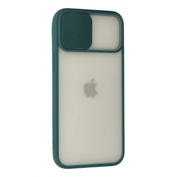 iPhone 12 Pro Max Kılıf Palm Buzlu Kamera Sürgülü Silikon - Yeşil