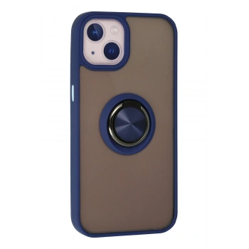 iPhone 13 Kılıf Montreal Yüzüklü Silikon Kapak - Lacivert