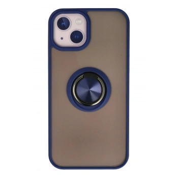 iPhone 13 Kılıf Montreal Yüzüklü Silikon Kapak - Lacivert