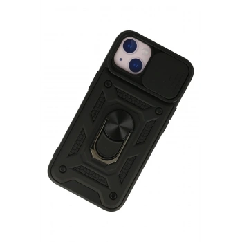 iPhone 13 Kılıf Pars Lens Yüzüklü Silikon - Siyah