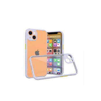 iPhone 13 Mini Kılıf Miami Şeffaf Silikon - Lila