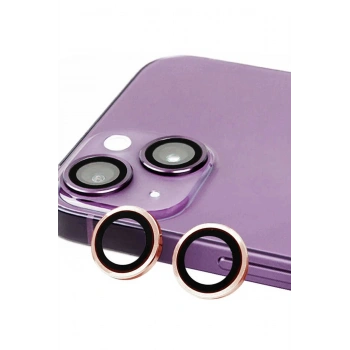 iPhone 13 Mini Raze Metal Kamera Lens - Pembe