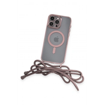 iPhone 13 Pro Kılıf Divo Lazer Askılı Magsafe Kapak - Pembe