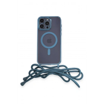 iPhone 13 Pro Kılıf Divo Lazer Askılı Magsafe Kapak - Sierra Blue