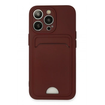 iPhone 13 Pro Kılıf Kelvin Kartvizitli Silikon - Bordo
