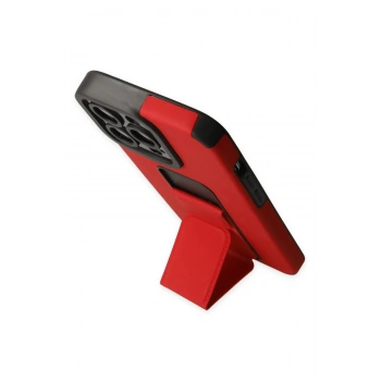 iPhone 13 Pro Kılıf Mega Standlı Silikon - Kırmızı